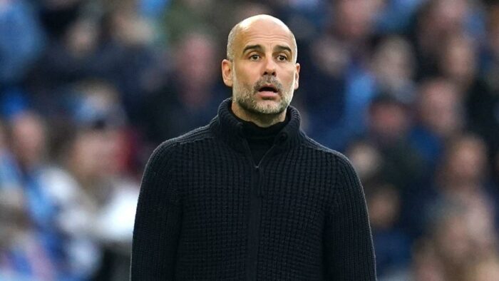 Pep Guardiola on the touchline