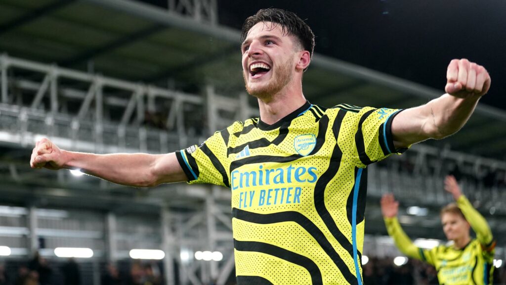 Declan Rice scored a late winner as Arsenal won at Luton (Joe Giddens/PA Wire)