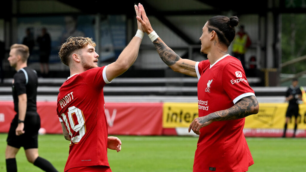 Harvey Elliott - Darwin Nunez (Nick Taylor/Liverpool FC/Liverpool FC via Getty Images)