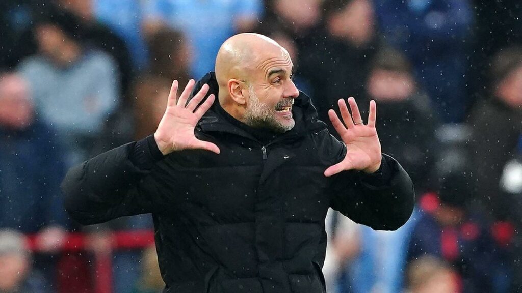 Pep Guardiola said his side survived a "tsunami" at Anfield (Peter Byrne/PA) (Peter Byrne/PA Wire)