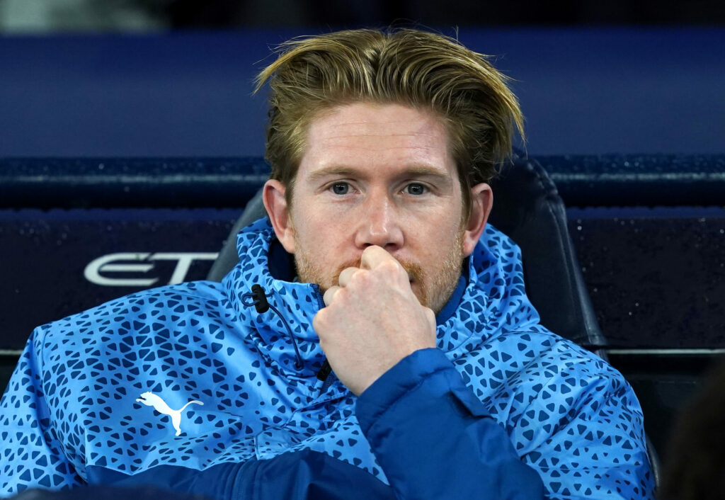 Kevin De Bruyne on the Manchester City bench (Martin Rickett/PA Wire)
